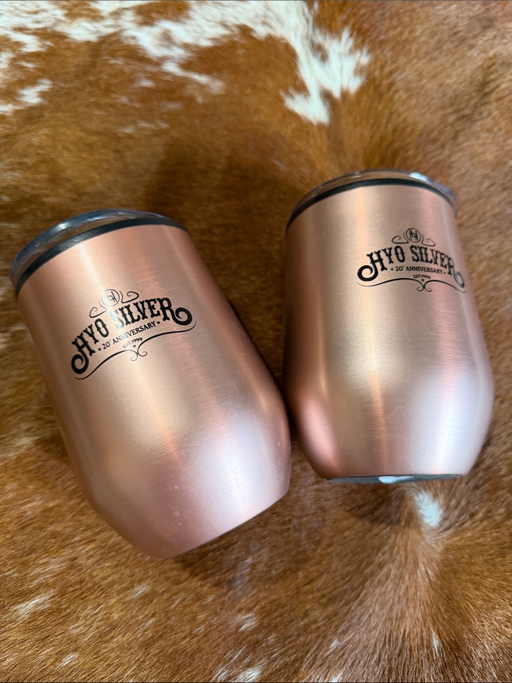 Hyo Silver Rose Gold Insulated Stemless Wine Tumblers - Set of 2